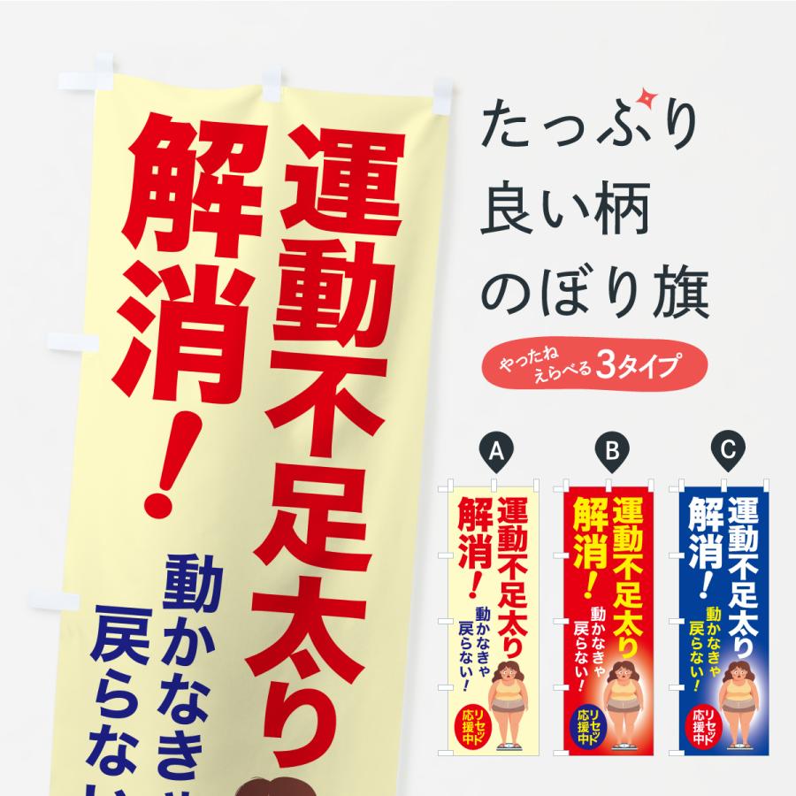 のぼり旗 運動不足太り解消・食べ過ぎ・体重増加・体重リセット | 