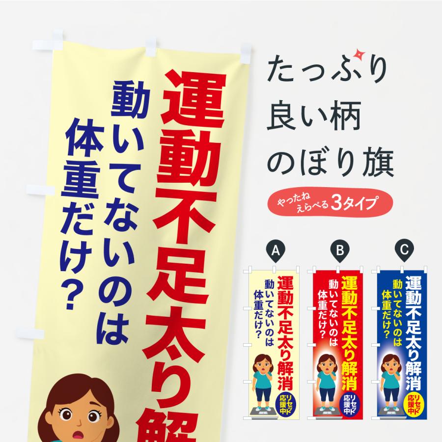 のぼり旗 運動不足太り解消・食べ過ぎ・体重増加・体重リセット | 