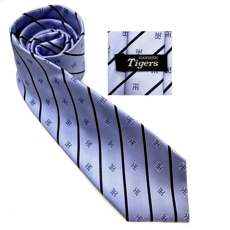 プロ野球球団ネクタイ 阪神タイガースグッズ ネクタイ ウォーターブルーストライプ 392 Thロゴ 最高品質の