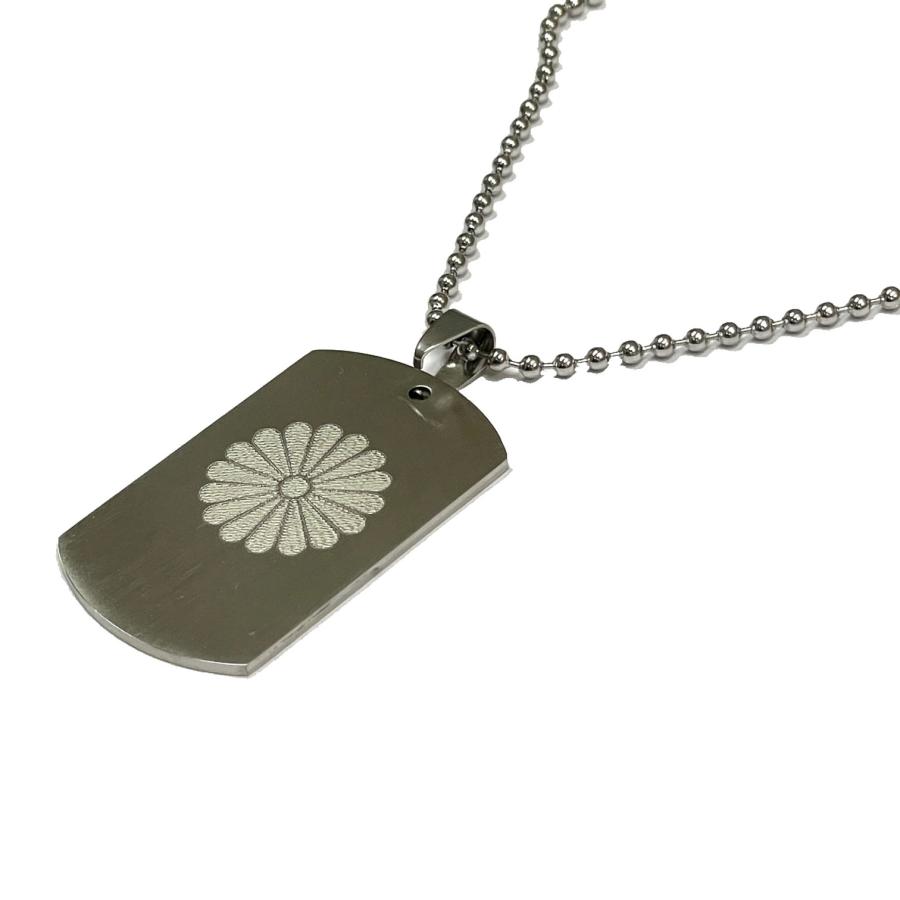 皇室 菊紋 ネックレス&バッグチャームIDタグ シルバーカラー-901