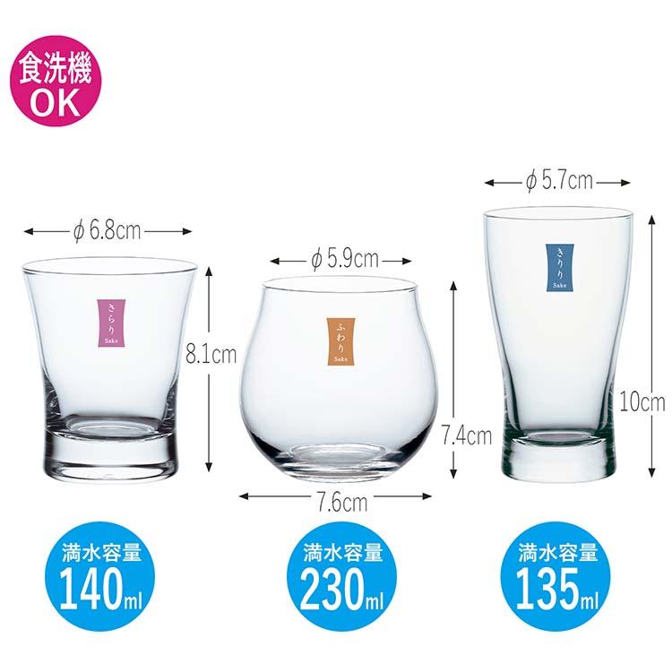 東洋佐々木ガラス 冷酒グラス 飲みくらべ酒ぐらすセット (さらり 140ml