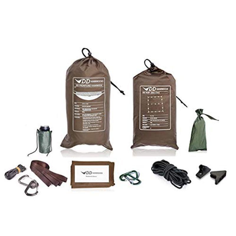 DD Hammocks DDフロントラインハンモック&タープ 3x3 コヨーテブラウン 9点セット DD Frontline Hammock