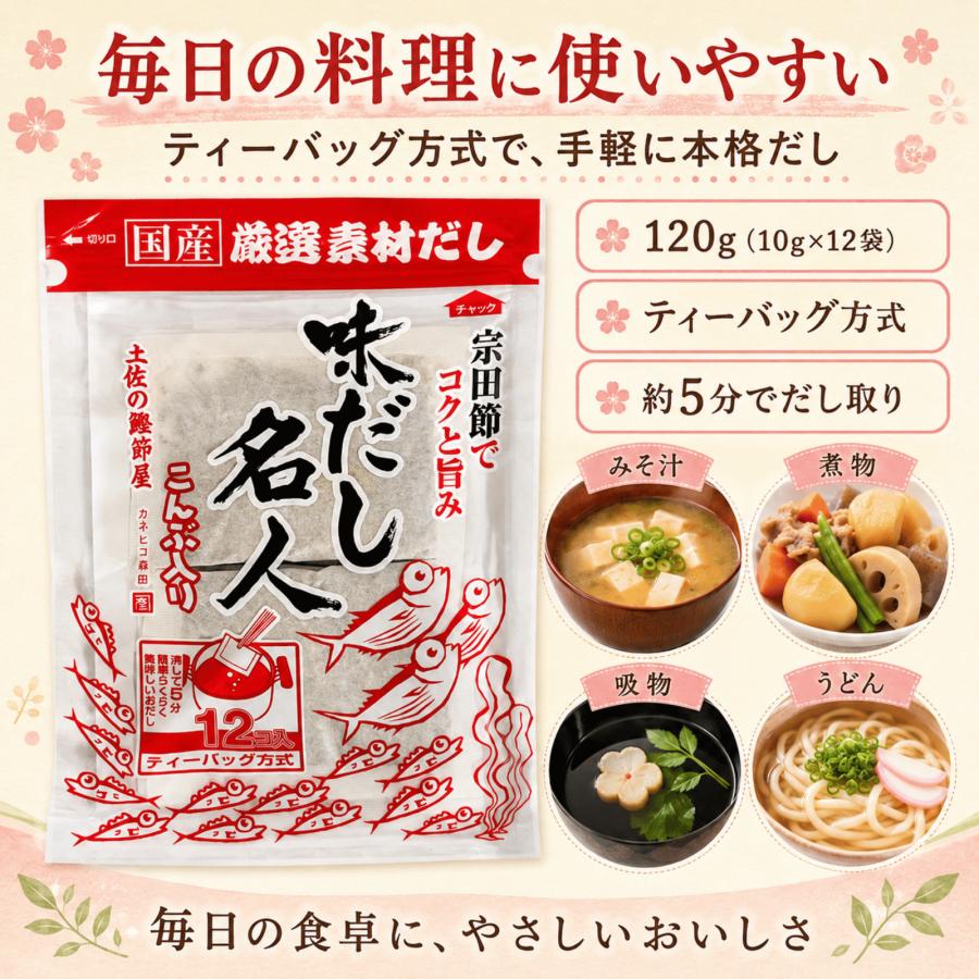 お出汁 味だし名人 10g×12コ入×4袋 森田鰹節 6種類 国産厳選素材だし