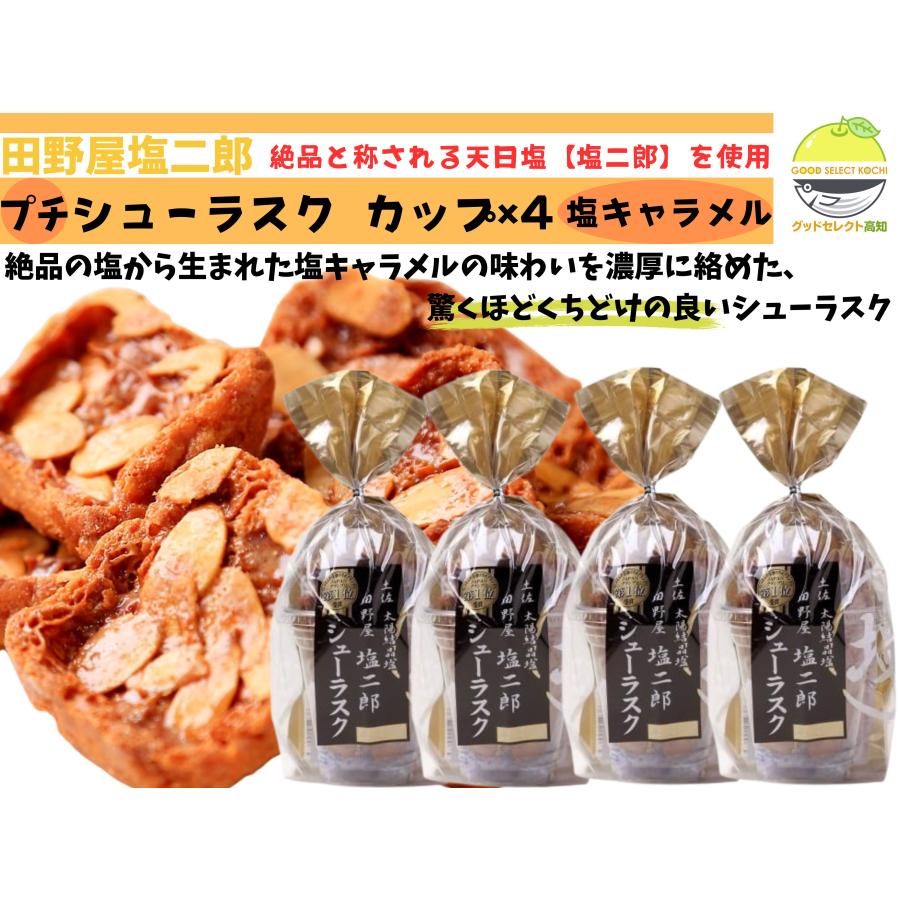 田野屋塩二郎 塩キャラメル シューラスク カップ 54g×4 ラスク 田野屋塩二郎 塩キャラメル シューラスク カップ 54g×4 ラスク