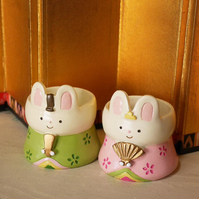 ひな祭り うさぎ ポット LITTLE RESIN POT リトルレジンポット