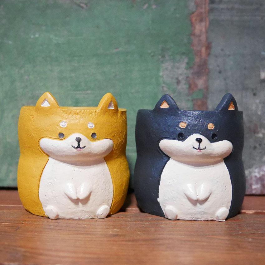 柴犬 リトルレジンポット インテリア ガーデニング プランター 鉢 