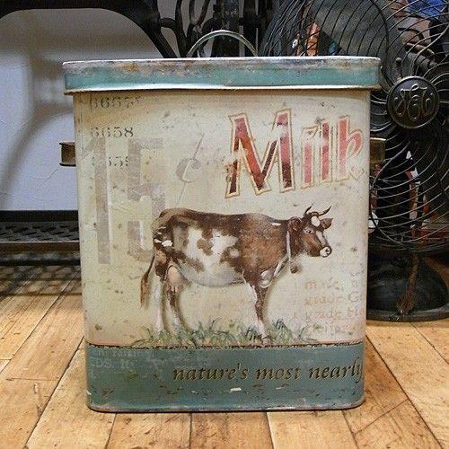 ブリキ缶 ストッカー Milk カントリー雑貨 : アメリカン雑貨の