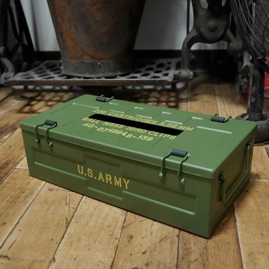 ミリタリー ティッシュケース ARMY アンモボックス アメリカン雑貨