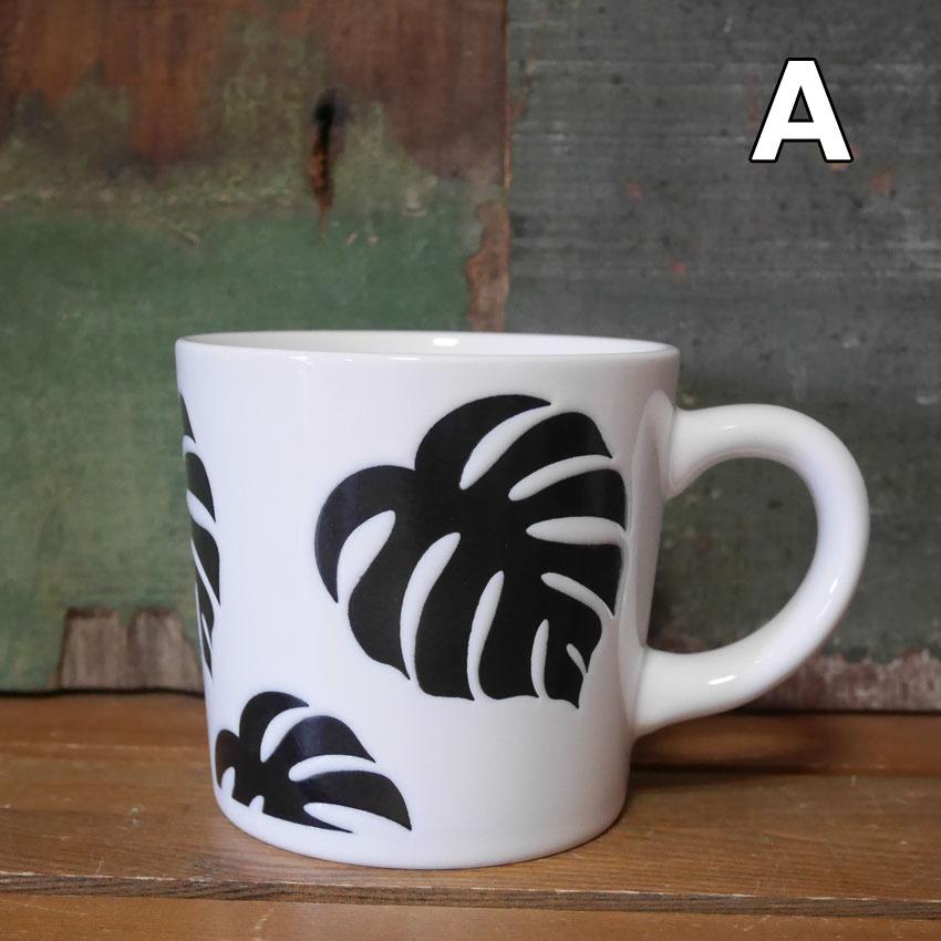 ハワイアン マグカップ 陶器製 ホヌ モンステラ コップ 撥水マグ