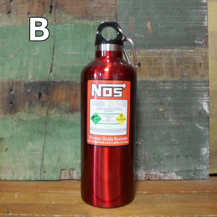 NOS ステンレスボトル ニトロ 窒素ボトル型 水筒 カラナビ付 保冷専用