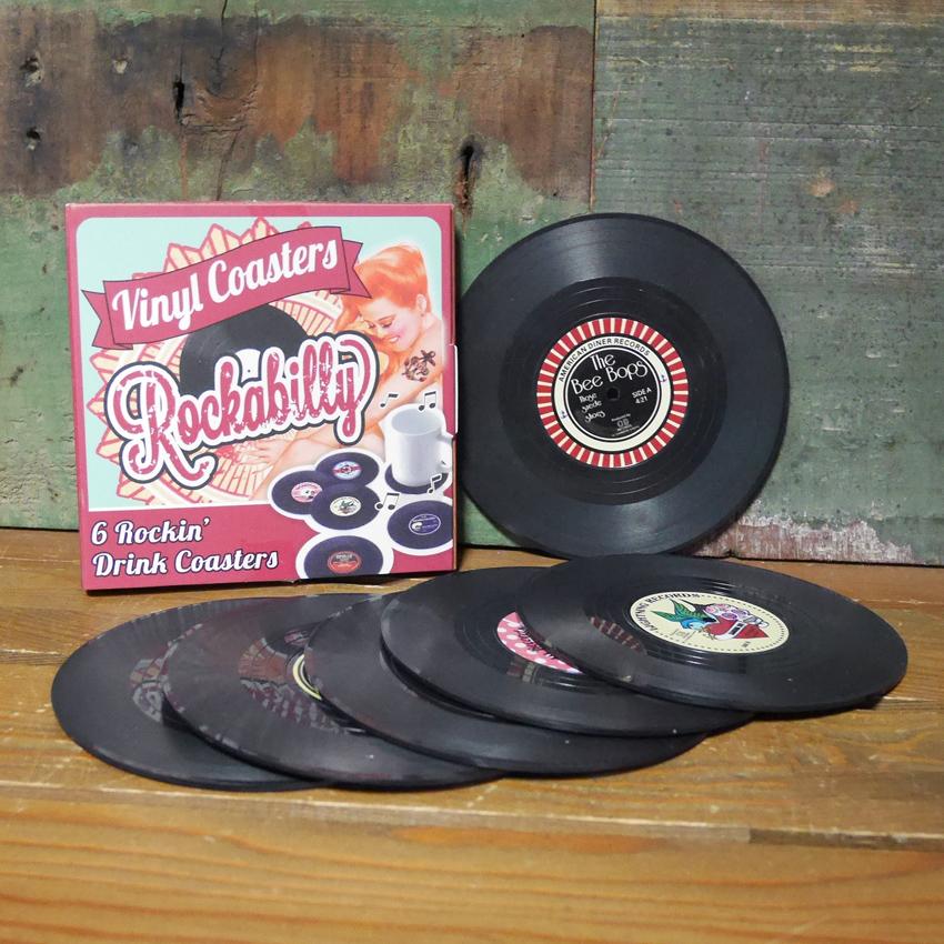 レコード コースター 6枚セット キッチン雑貨 カフェ バー レトロ