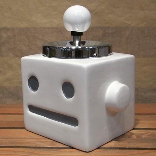 ロボタン灰皿 ホワイト ロボット 卓上灰皿 : アメリカン雑貨のグッズ