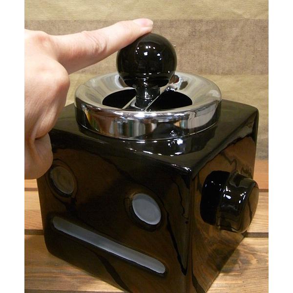 ロボタン灰皿 ブラック ロボット 卓上灰皿 : アメリカン雑貨のグッズ