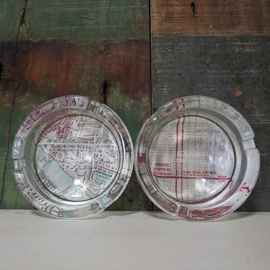 レトロチックアッシュトレイ タウンマップ 卓上灰皿 地図 : アメリカン