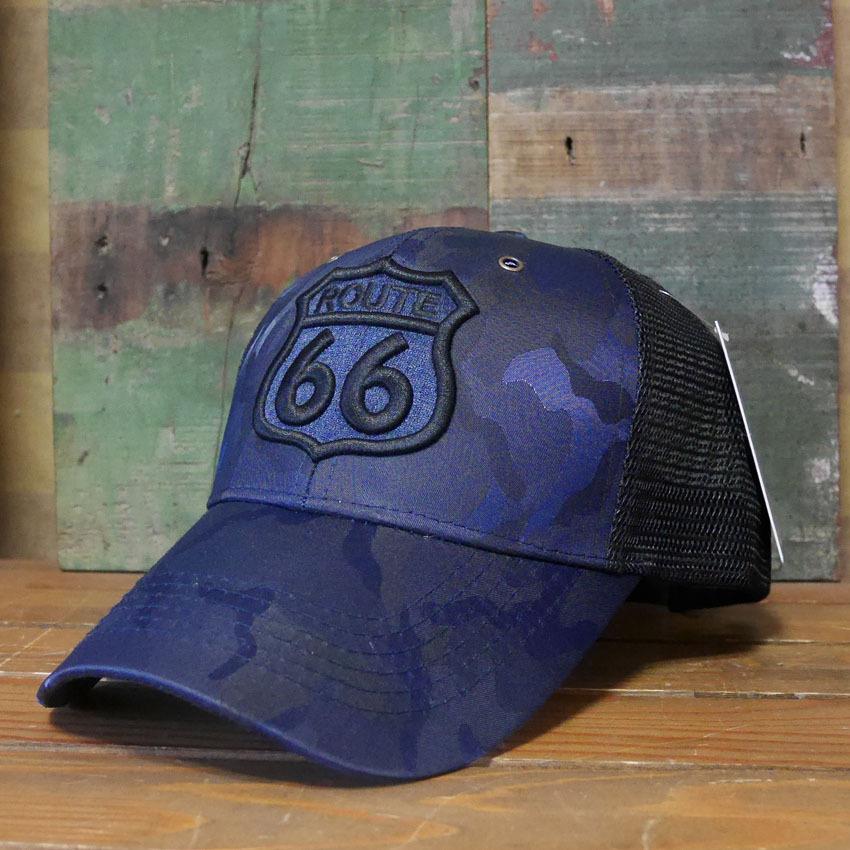 ルート66 メッシュキャップ Mesh Cap ROAD SHIELD ネイビー カモ 帽子