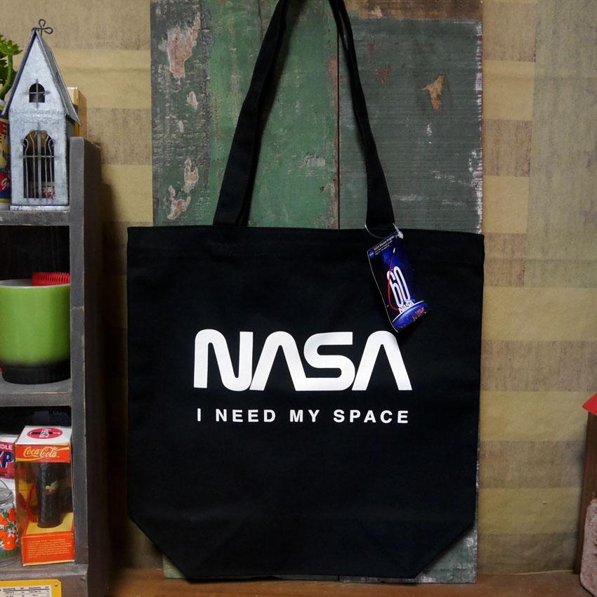 NASA トートバッグ ロゴタイプ ワーム ブラック : アメリカン雑貨の