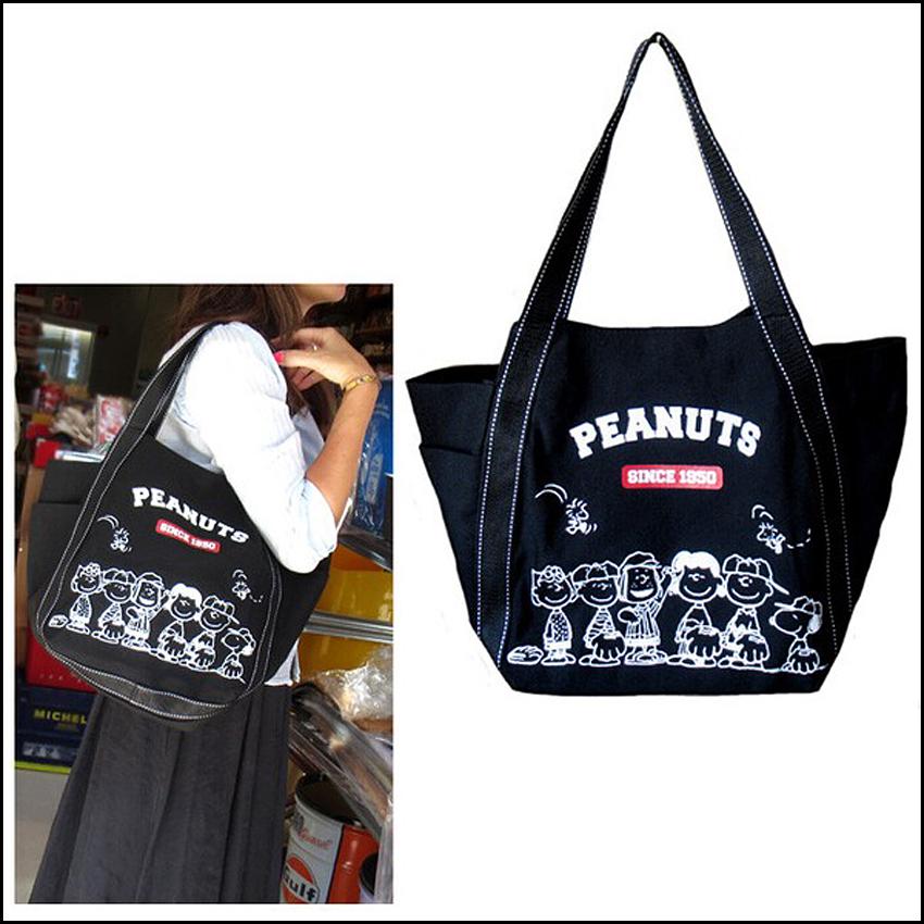 SNOOPY スヌーピー バルーントートバッグ ブラック マザーズ