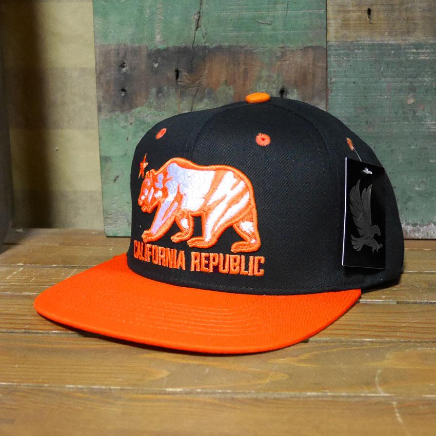 フラット バイザー キャップ CALIFORNIA REPUBLIC CALI BEAR ブラック