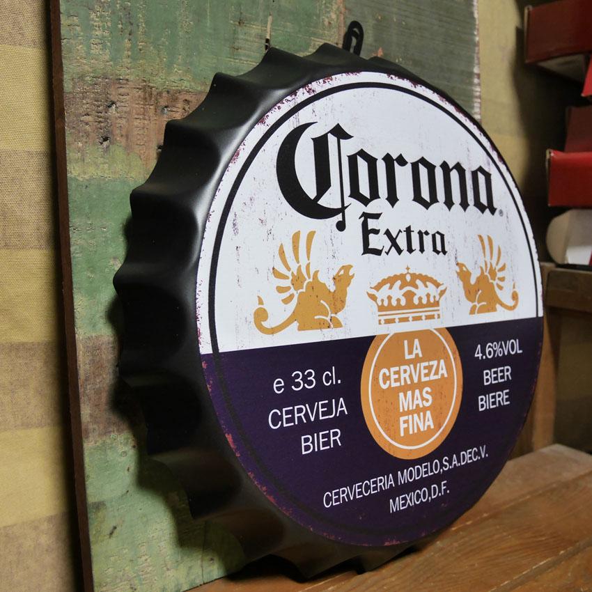 コロナビール 王冠サイン オールドタイプ ブリキ看板 インテリア