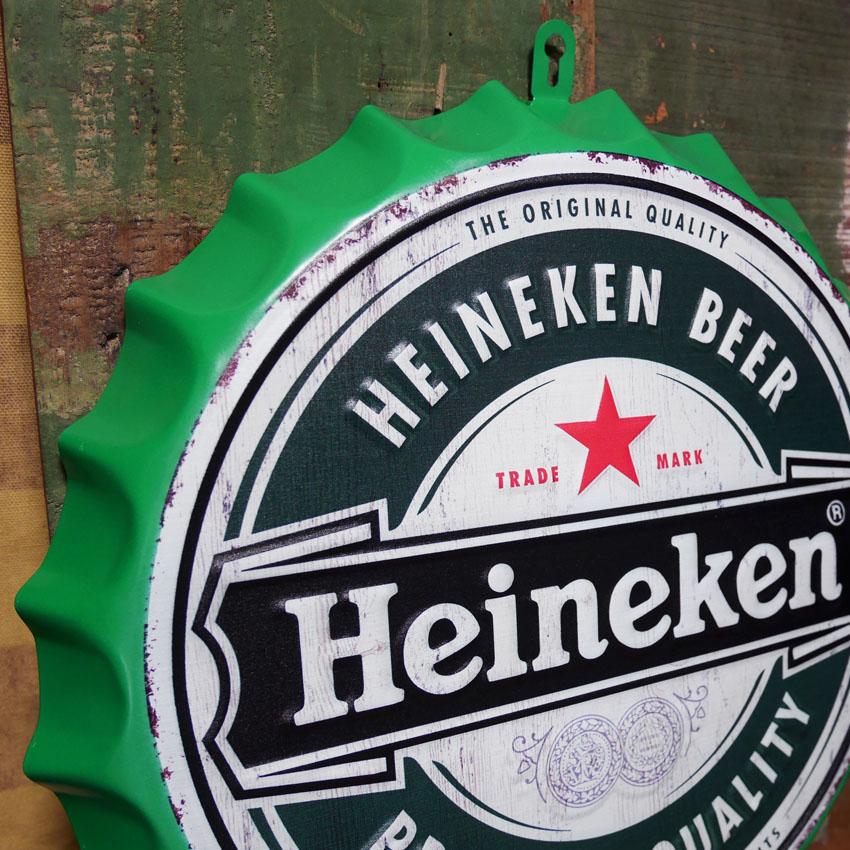 ハイネケン ボトルキャップサイン Heineken インテリア エンボス 王冠