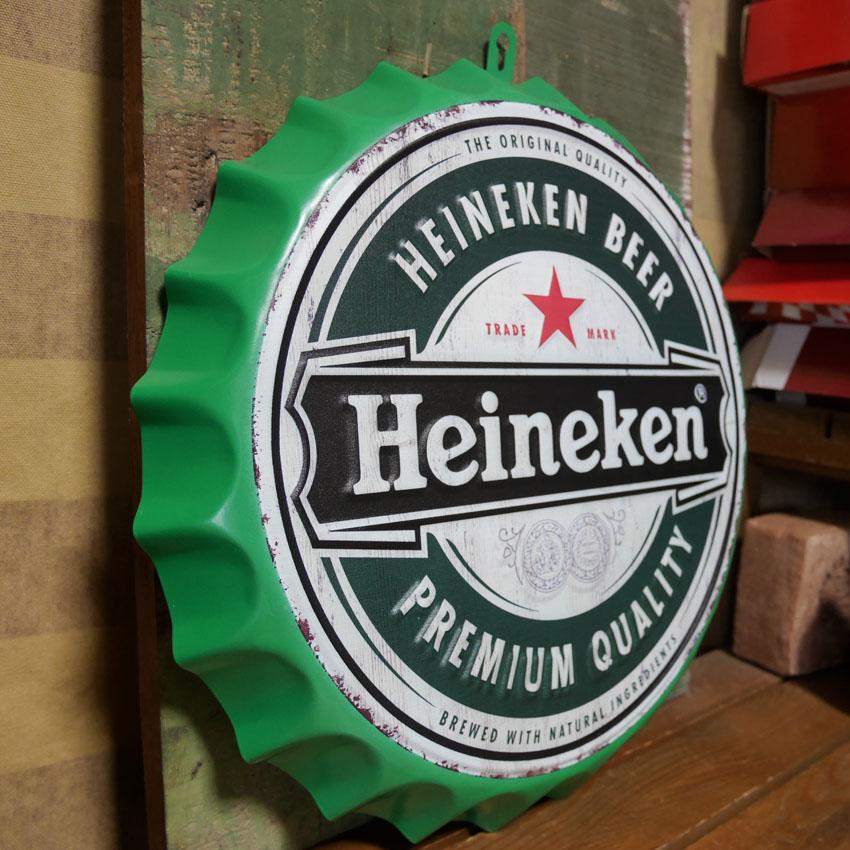 ハイネケン ボトルキャップサイン Heineken インテリア エンボス 王冠