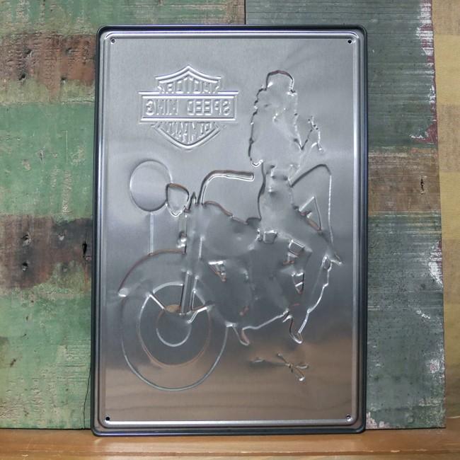 アンティーク メタルプレート SPEED KING GIRL ブリキ看板 インテリア