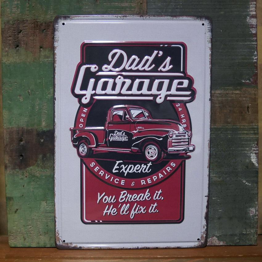 アンティーク メタルプレート DAD'S GARAGE ブリキ看板 アンティーク メタルプレート DAD'S GARAGE ブリキ看板