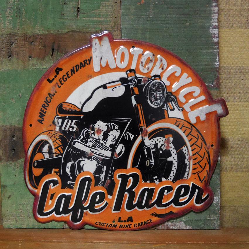 アンティークエンボスプレート Cafe Racer インテリア ダイカット