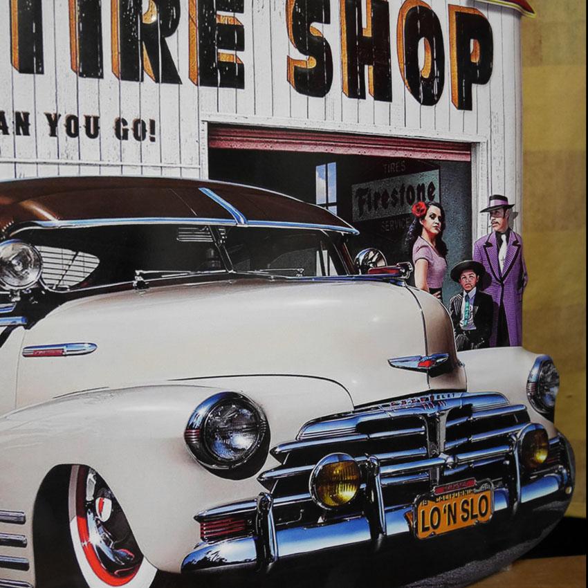 アンティークエンボスプレート Cruz in TIRE SHOP ダイカット