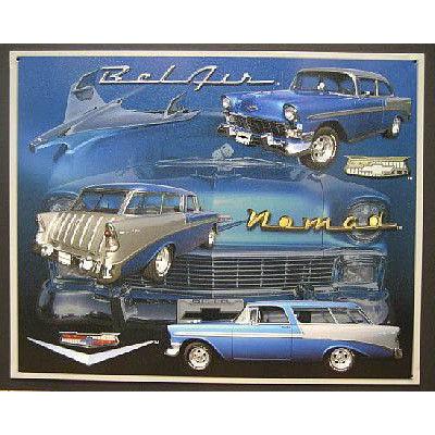 ブリキ看板 アメ車 シボレー ベルエア インテリア メタルサイン