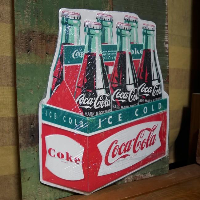 Coca Cola（コカコーラ） 6ボトル ビンテージ ブリキ看板 Coke