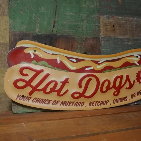ホットドッグ アンティーク エンボス サインプレート HOT DOGG ブリキ