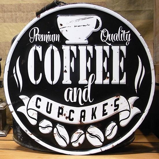 ダイカットエンボスプレート COFFEE インテリア カフェ ブリキ看板