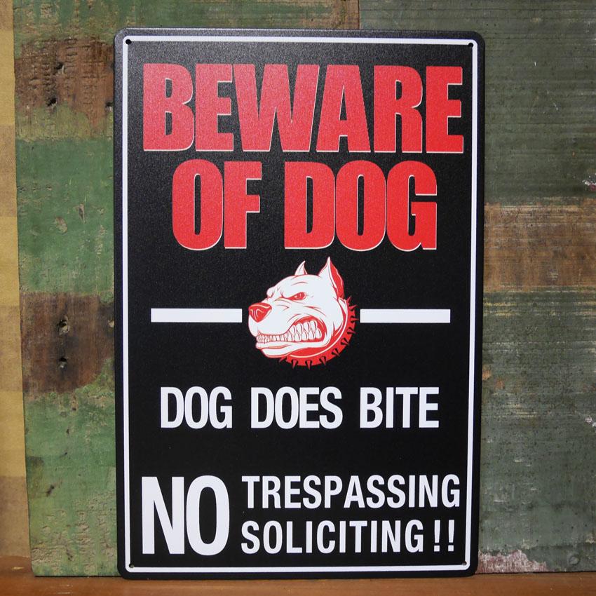 BEWARE OF DOG アメリカン サインボード ブラック A4 インテリア 猛犬