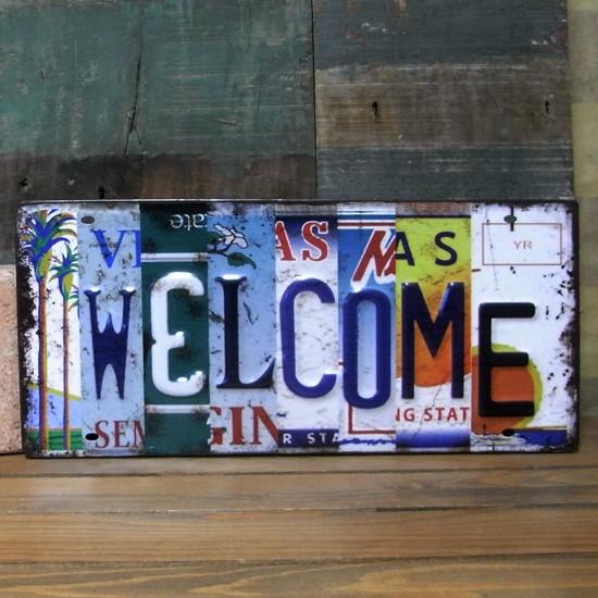 アンティーク エンボスプレート Welcome ナンバープレート ウェルカム