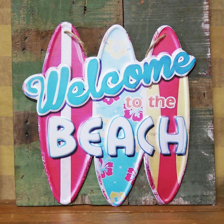アンティークエンボスプレート Welcome to the BEACH インテリア