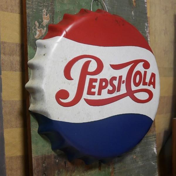 ペプシコーラ エンボス ボトルキャップサイン Pepsi-Cola インテリア 