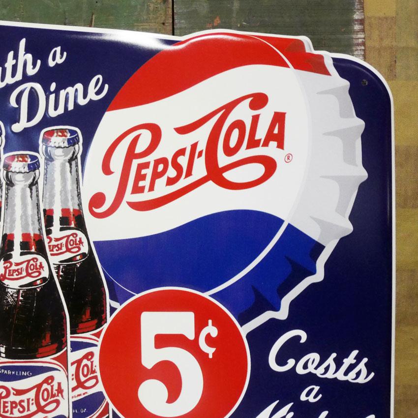 PEPSI（ペプシ） ダイカットエンボスメタルサイン PEPSI COLA WORTH A