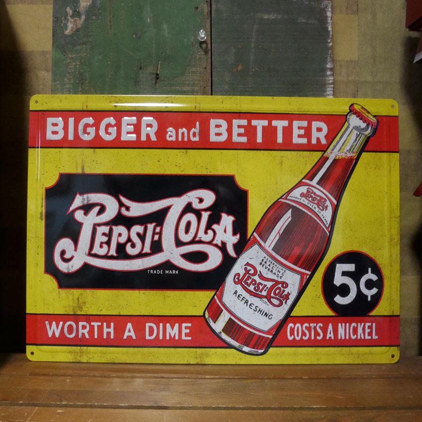 PEPSI エンボス メタルサイン COLA BIGGER&BETTER ペプシコーラ PEPSI エンボス メタルサイン COLA BIGGER&BETTER ペプシコーラ