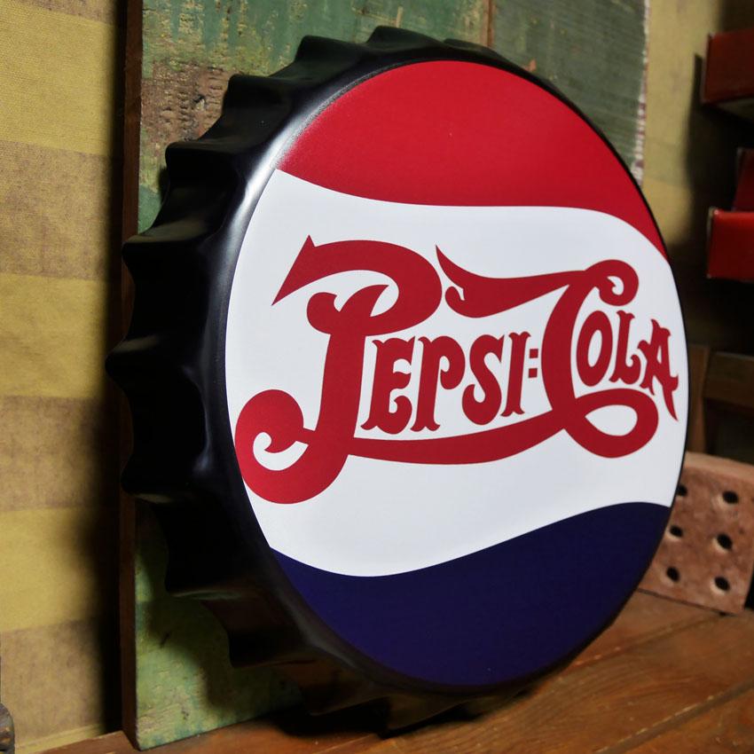 Pepsi-Cola ビンテージ ボトルキャップ型 ブリキ看板 PEPSI（ペプシ） ペプシコーラ ボトルキャップサイン Pepsi-Cola