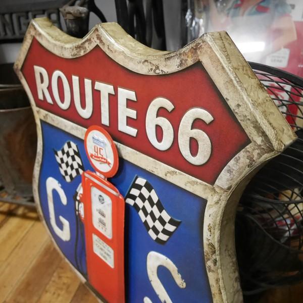 ルート66 GASサイン ブリキ看板 インテリア ガスポンプ ダイカット
