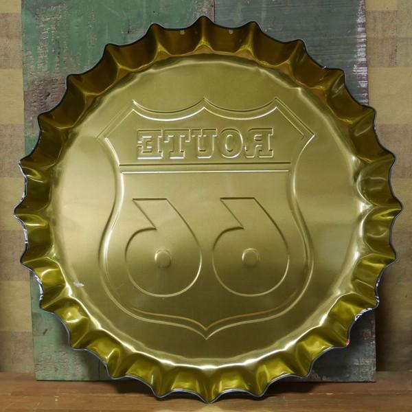 ルート66 ボトルキャップサイン 王冠型 ブリキ看板 ROUTE66 インテリア