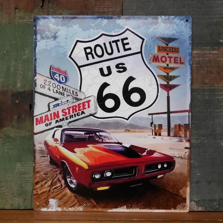 ルート66 アンティークメタルプレート ROUTE66 MAIN STREET インテリア 