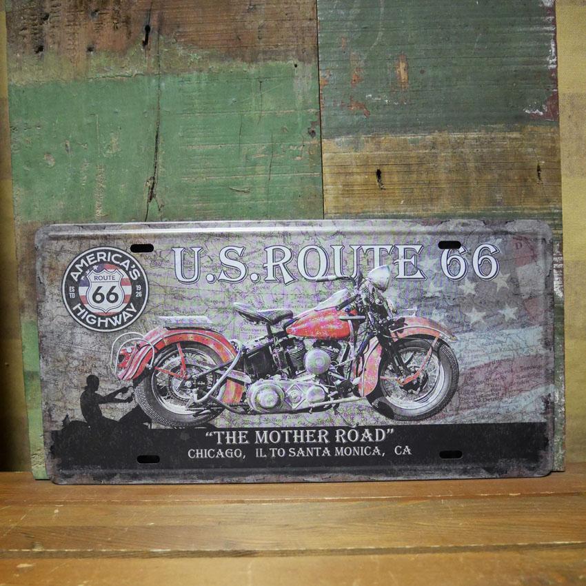 ルート66 アンティークメタルエンボスプレート U.S. ROUTE 66 ブリキ