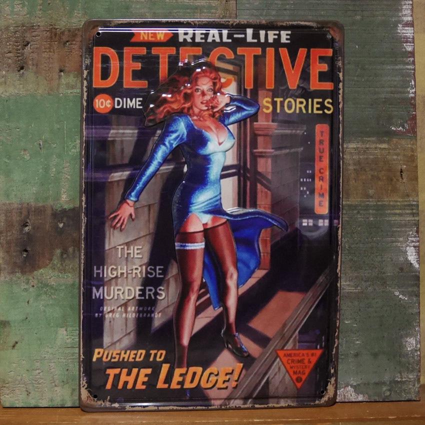 アンティーク メタルプレート DETECTIVE STORIES ブリキ看板