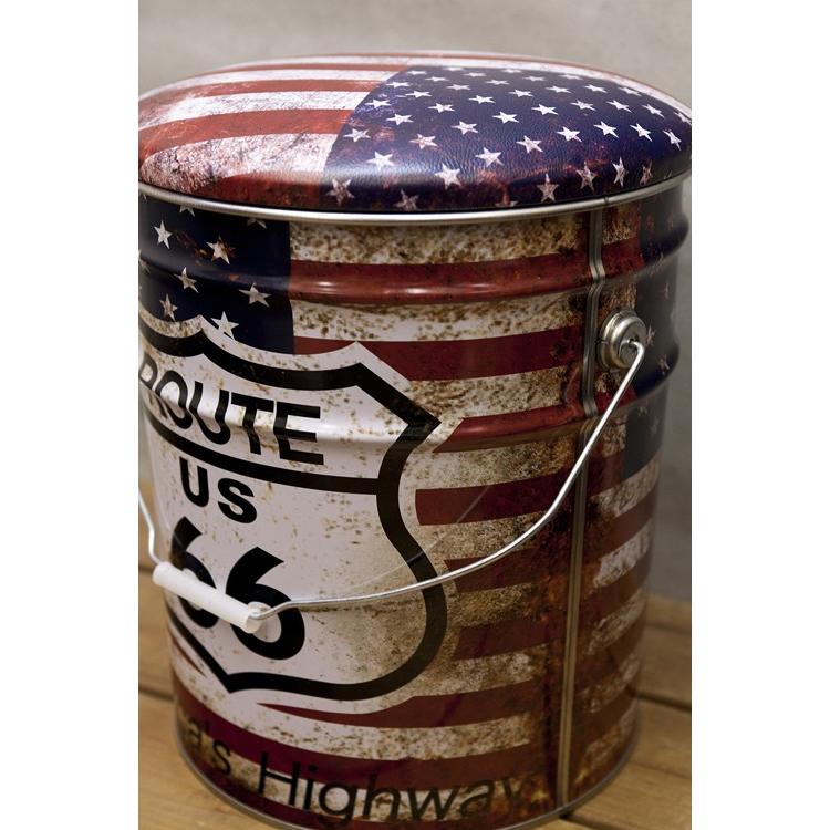 ぺール缶 スツール ROUTE66 US 収納ボックス オイル缶 椅子