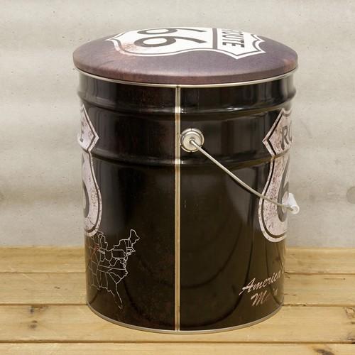 ぺール缶 スツール ROUTE66 BLACK 収納ボックス オイル缶 椅子