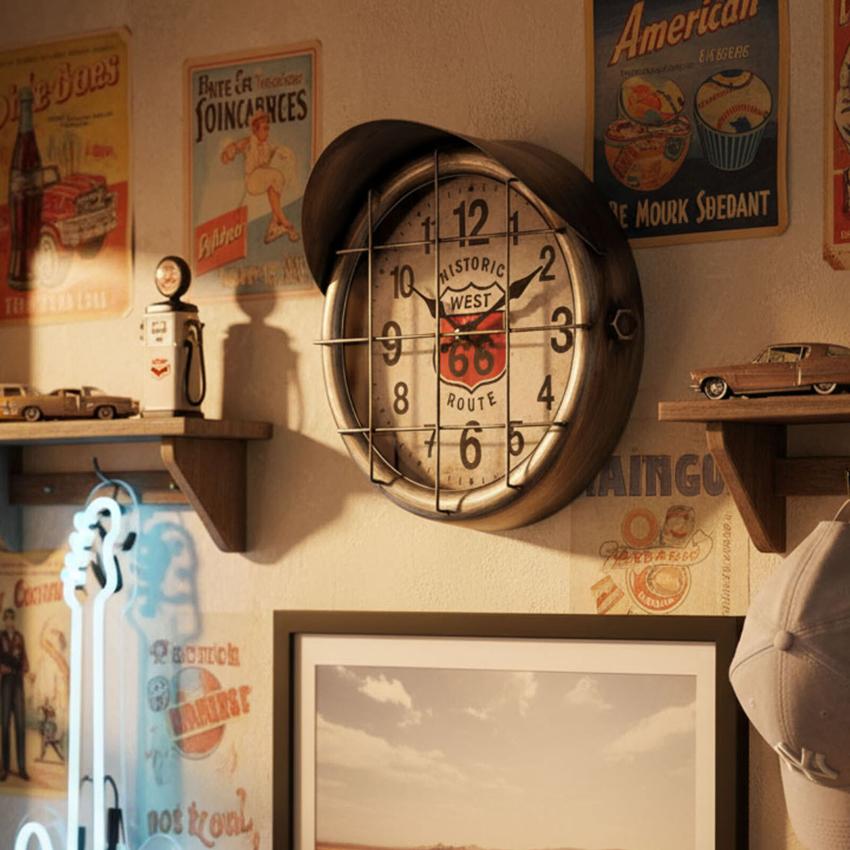 アンティーククロック サブマリン ROUTE66 シルバー 掛け時計 ルート66
