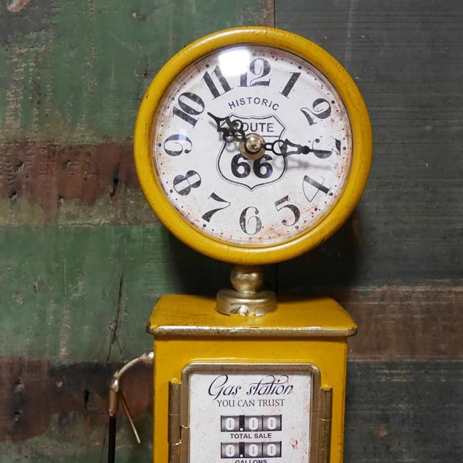 ガスポンプ テーブルクロック ルート66 置時計 YELLOW ROUTE66