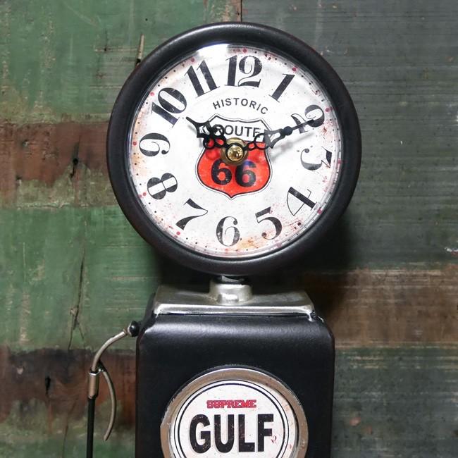 ガスポンプ テーブルクロック ルート66 置時計 BLACK GULF